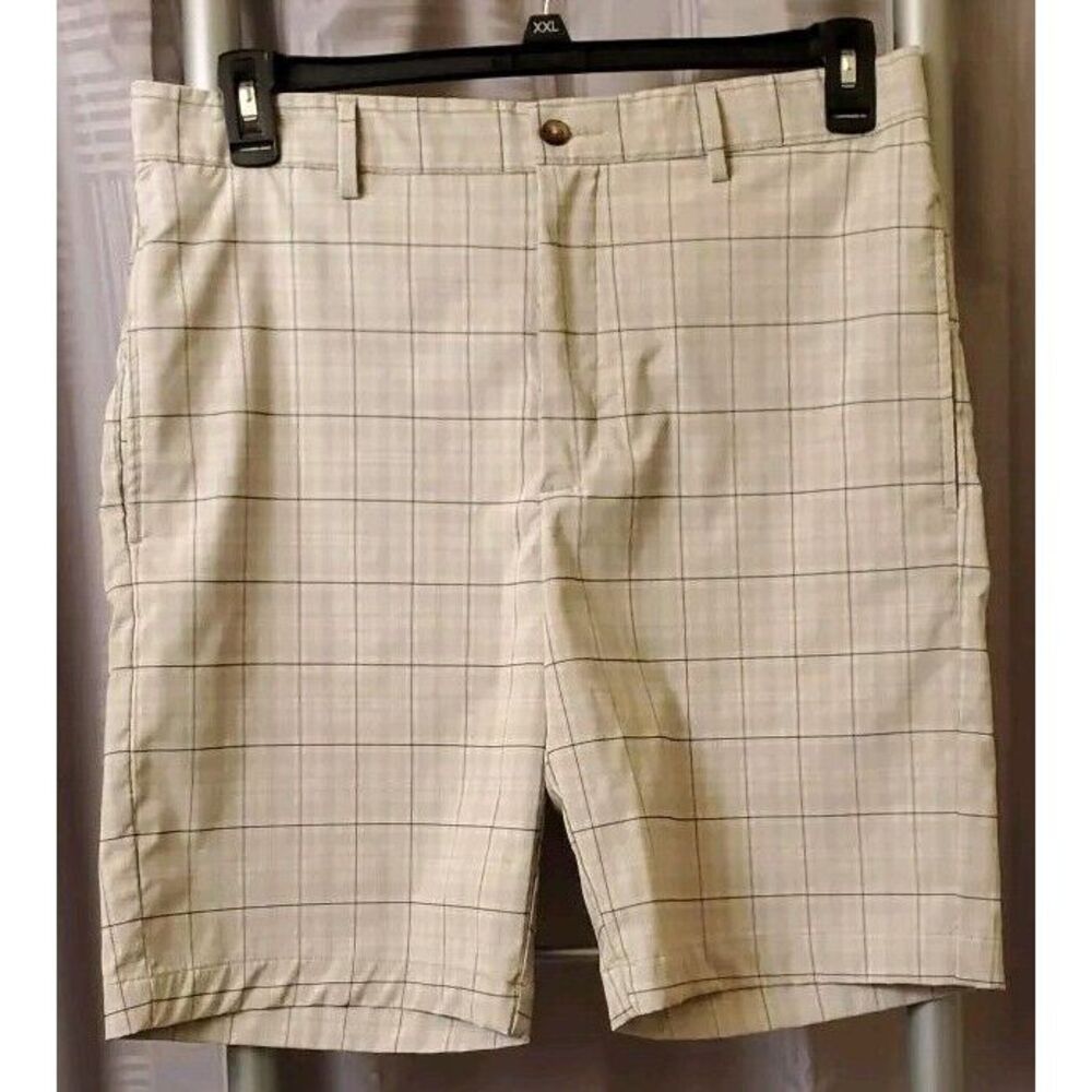 Greg Norman Shorts Mens 32 Casual Preppy Glen Check Golf Athleticwear Green